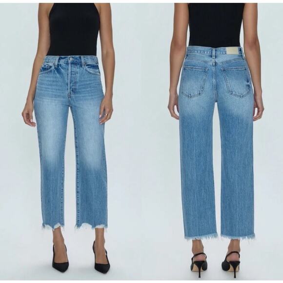 Pistola Cassie High Waist Crop Fringed Hem Straight Leg Jeans SIZE 29 - Picture 1 of 6